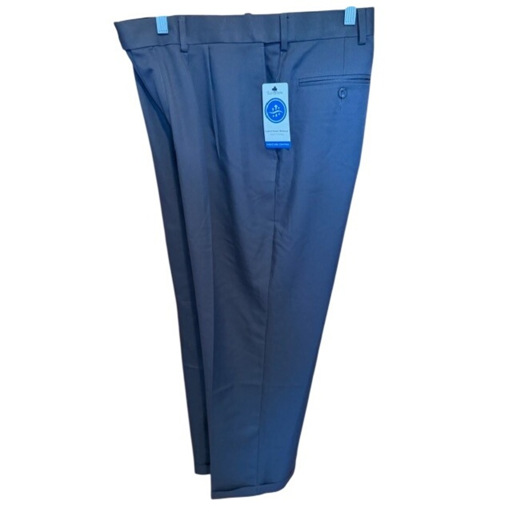 George Mens Pleated Dress Pants Gray Sorbtek Moisture Control 36x30 NEW